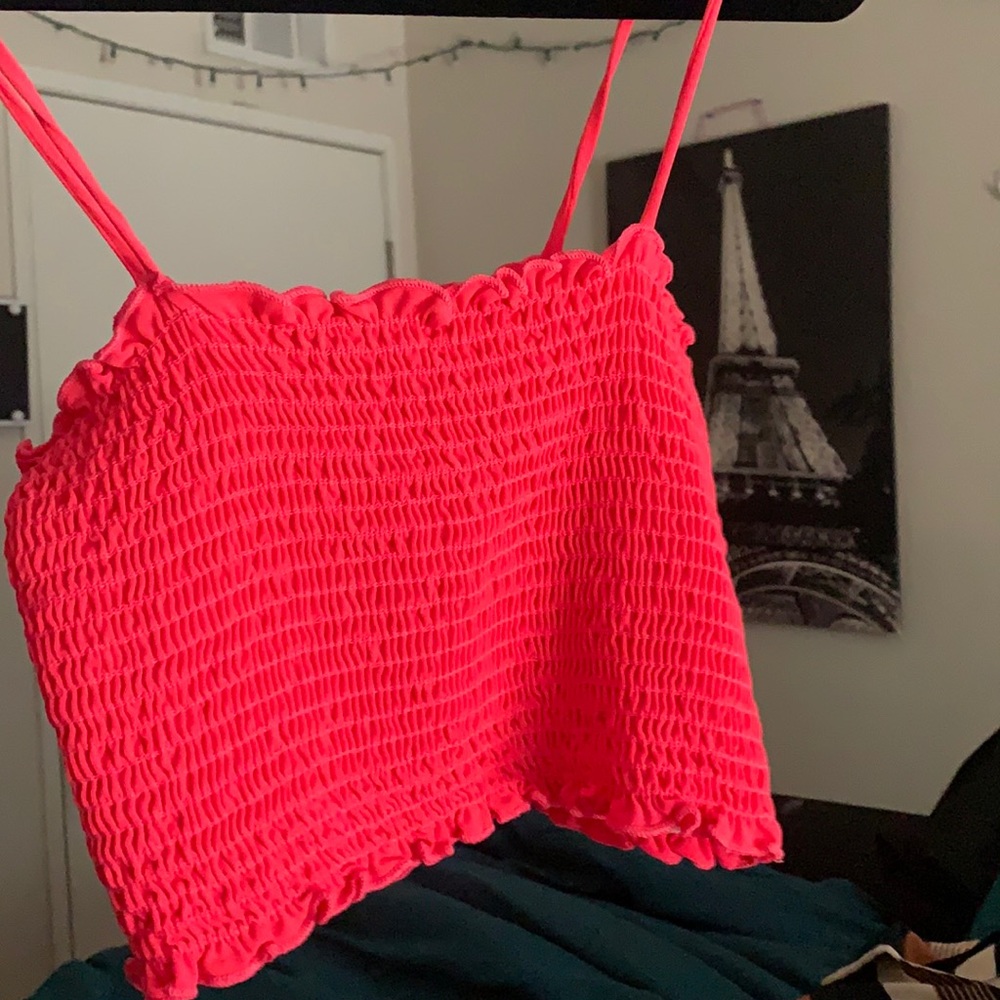 Bright neon pink crop top